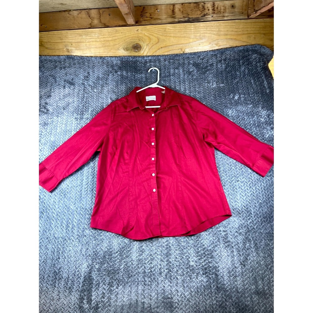 Van Heusen For Her Shirt Womens XL Red Casual Long Sleeve Collared Button Front
